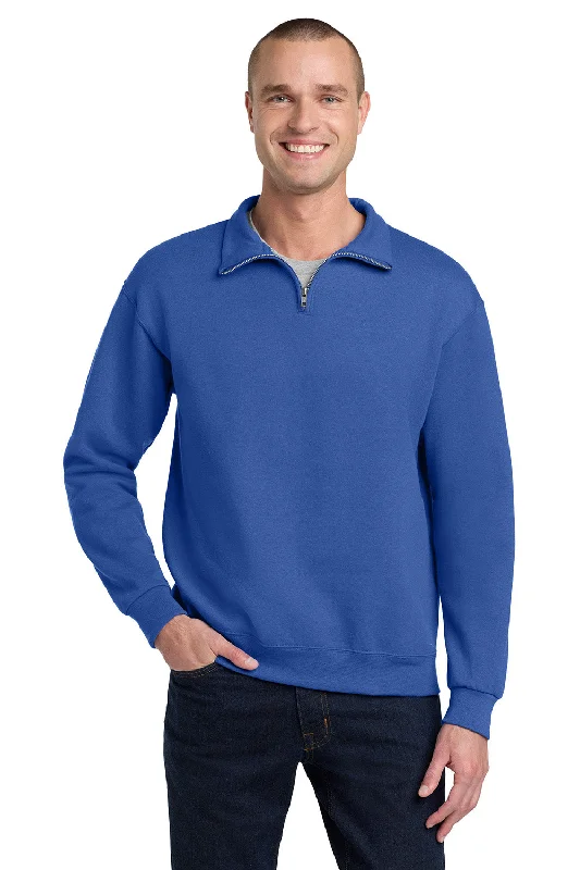 Jerzees Mens NuBlend Pill Resistant Fleece 1/4 Zip Sweatshirt - Royal Blue