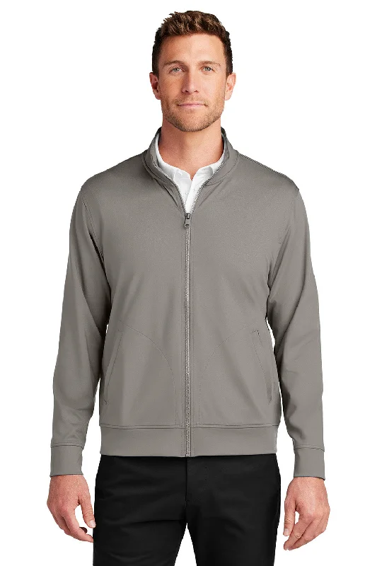 Port Authority Mens C-FREE Double Knit Moisture Wicking Full Zip Sweatshirt w/ Pockets - Smoke Grey - New