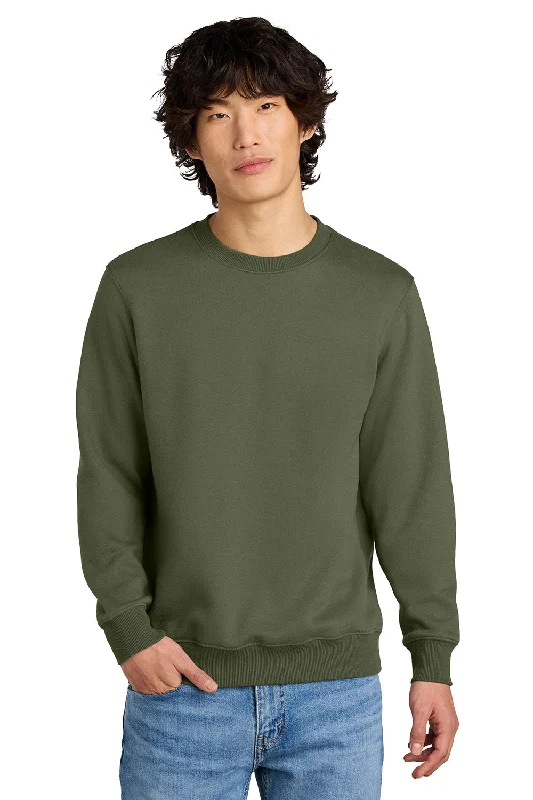 District Mens Perfect Weight Fleece Crewneck Sweatshirt - Military Green - New