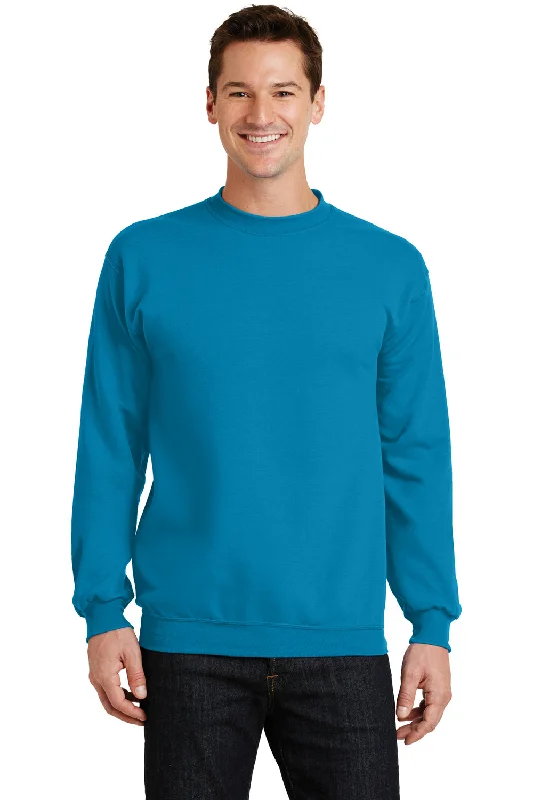 Port & Company Mens Core Pill Resistant Fleece Crewneck Sweatshirt - Neon Blue