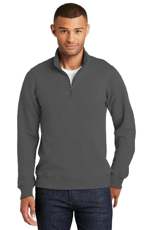 Port & Company Mens Fan Favorite Fleece 1/4 Zip Sweatshirt - Charcoal Grey