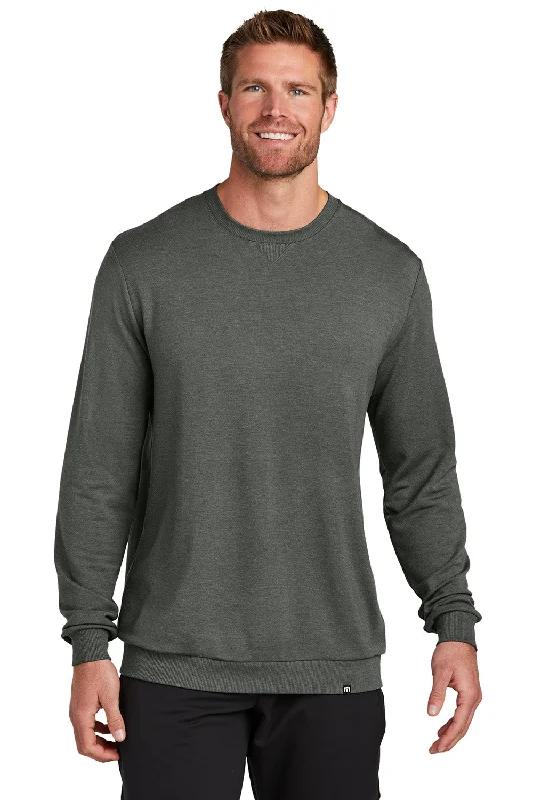 TravisMathew Mens Long Weekend Crewneck Sweatshirt - Heather Dark Grey - New