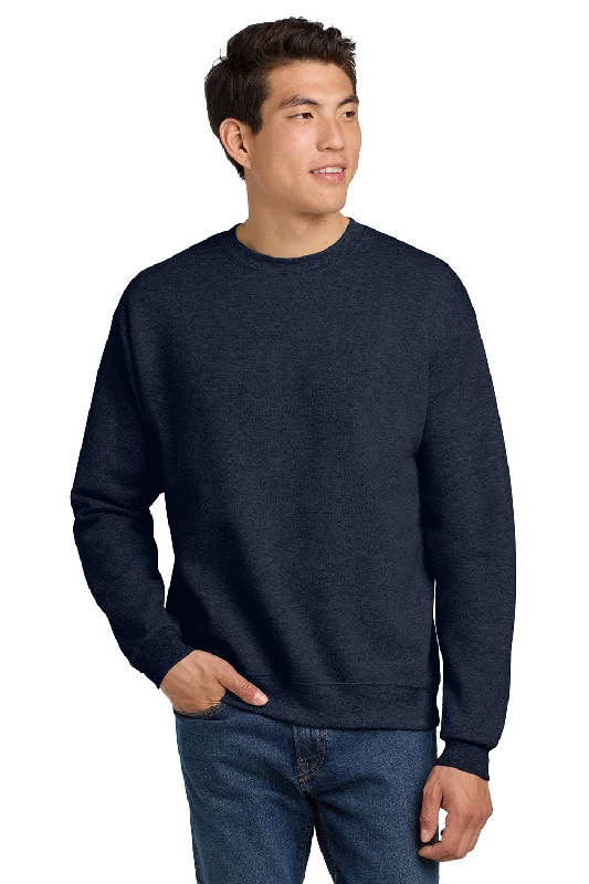 Hanes Mens EcoSmart Print Pro XP Pill Resistant Fleece Crewneck Sweatshirt - Heather Navy Blue