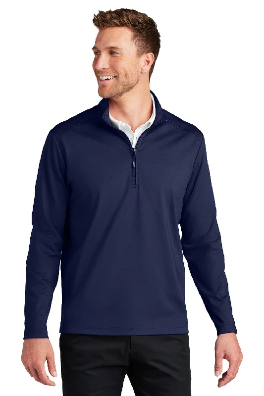 Port Authority Mens C-FREE Double Knit Moisture Wicking 1/4 Zip Sweatshirt - True Navy Blue - New