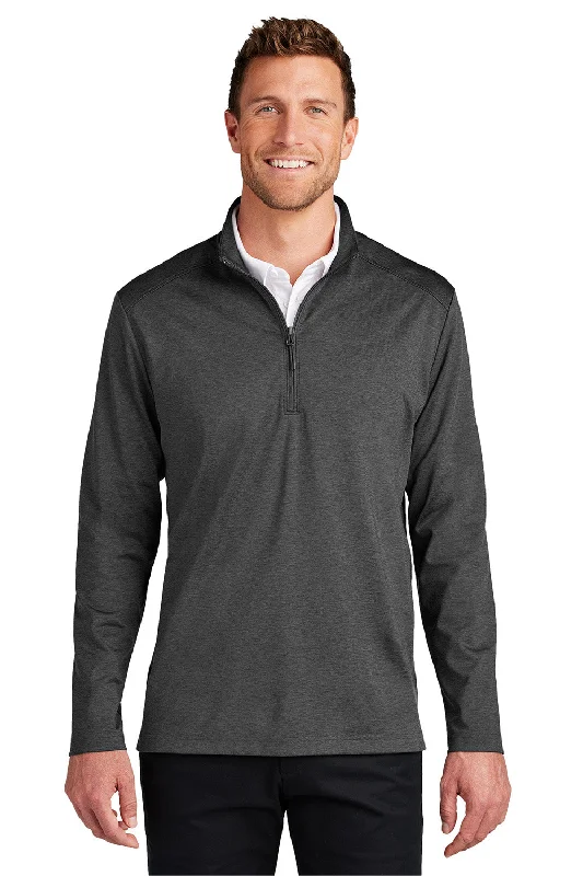 Port Authority Mens C-FREE Double Knit Moisture Wicking 1/4 Zip Sweatshirt - Heather Steel Grey - New