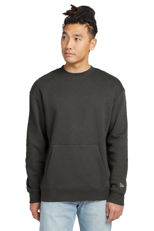 New Era Mens Heritage Fleece Crewneck Sweatshirt w/ Pocket - Graphite Grey