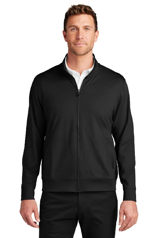 Port Authority Mens C-FREE Double Knit Moisture Wicking Full Zip Sweatshirt w/ Pockets - Deep Black - New