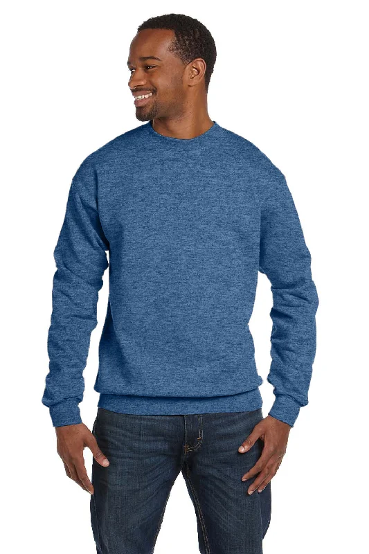 Hanes Mens EcoSmart Print Pro XP Pill Resistant Fleece Crewneck Sweatshirt - Heather Blue - Closeout