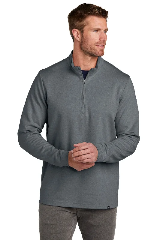 TravisMathew Mens Coveside Wrinkle Resistant 1/4 Zip Sweatshirt - Heather Dark Grey - New