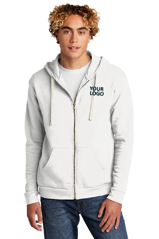 Next Level Unisex Beach Fleece Custom Zip Hoodies, White