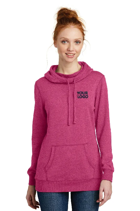 District Made Ladies Lightweight Hoodies, Heathered Pink Azalea