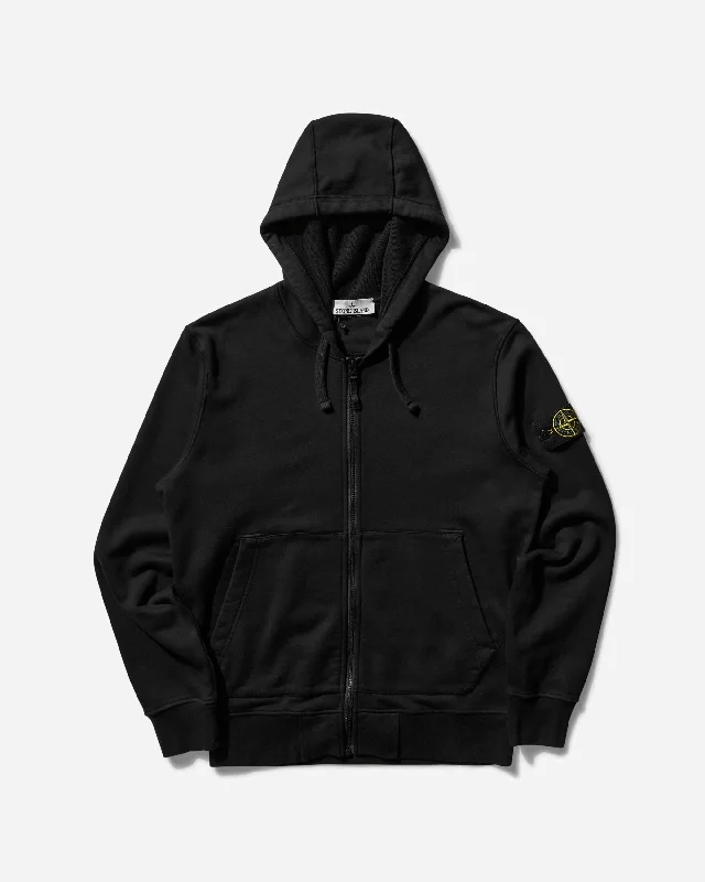 Men's Brushed Organic Cotton Fleece Zip Up Hoodie Black