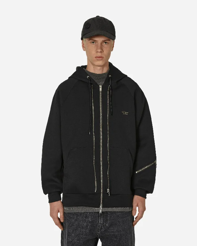 Double Zip Up Hoodie Black