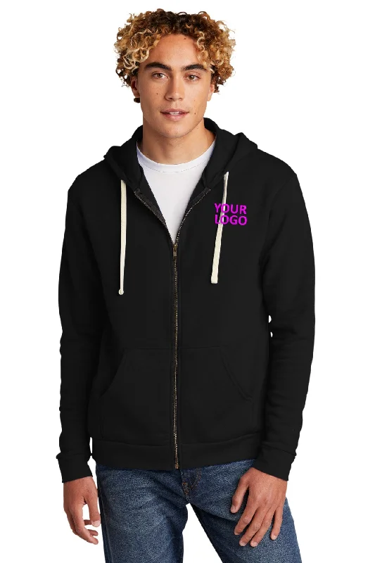 Next Level Unisex Beach Fleece Custom Zip Hoodies, Black