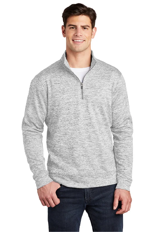 Sport-Tek Mens Electric Heather Moisture Wicking Fleece 1/4 Zip Sweatshirt - Silver Grey Electric