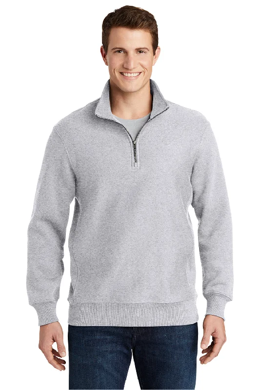 Sport-Tek Mens Fleece 1/4 Zip Sweatshirt - Heather Grey