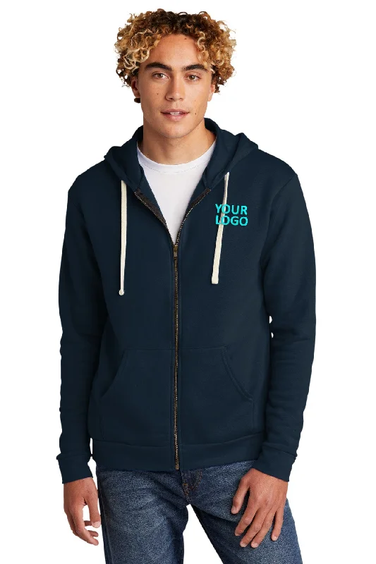 Next Level Unisex Beach Fleece Custom Zip Hoodies, Midnight Navy