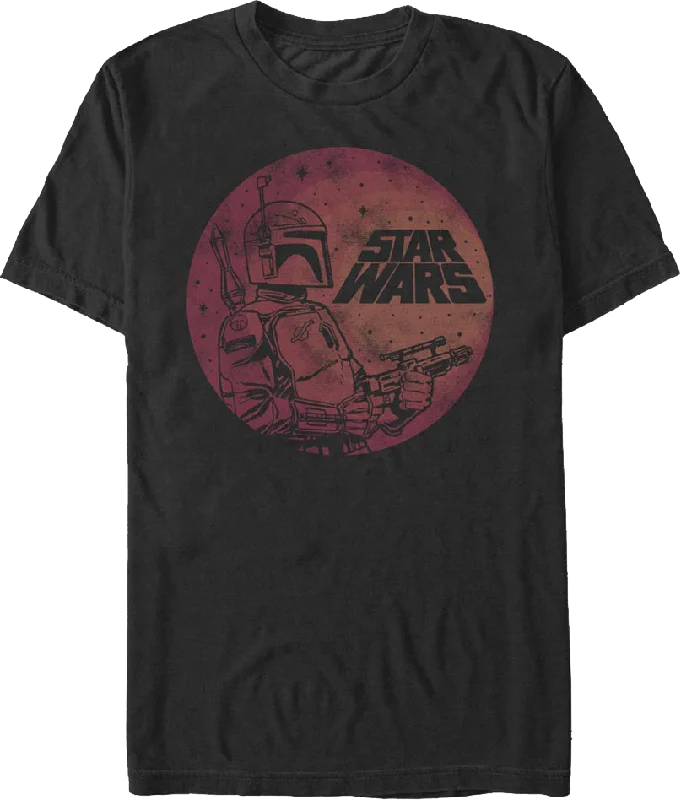 Boba Fett Mandalorian Moon Star Wars T-Shirt