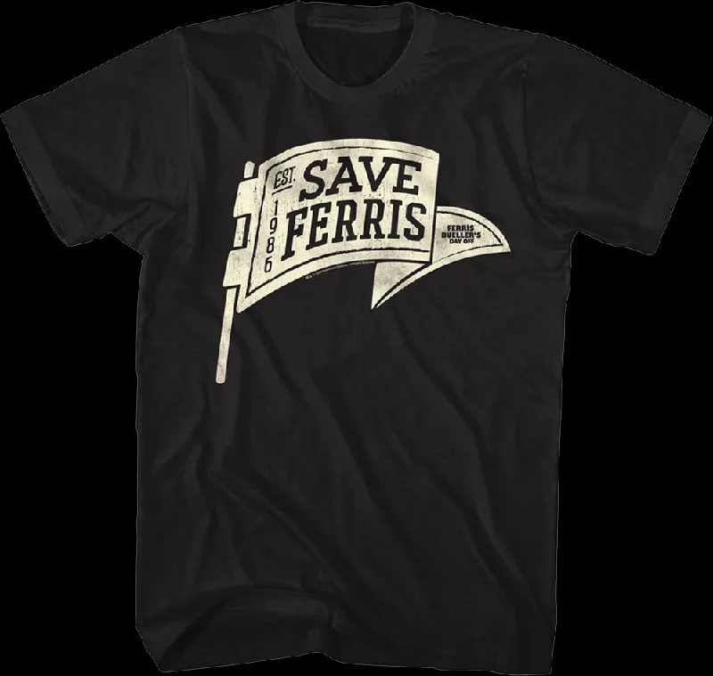 Black Save Ferris Pennant Ferris Bueller's Day Off T-Shirt