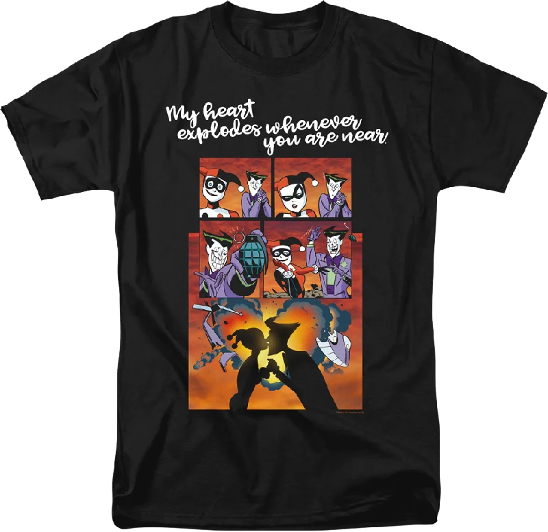 Harley Quinn And The Joker Heart Explodes DC Comics T-Shirt