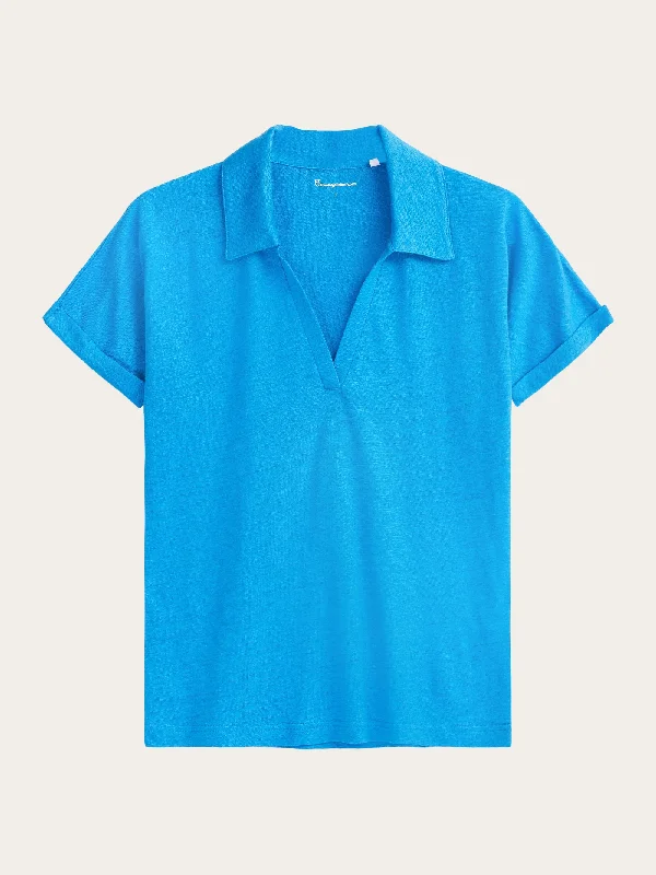 Organic Linen Polo GOTS/Vegan - Malibu Blue