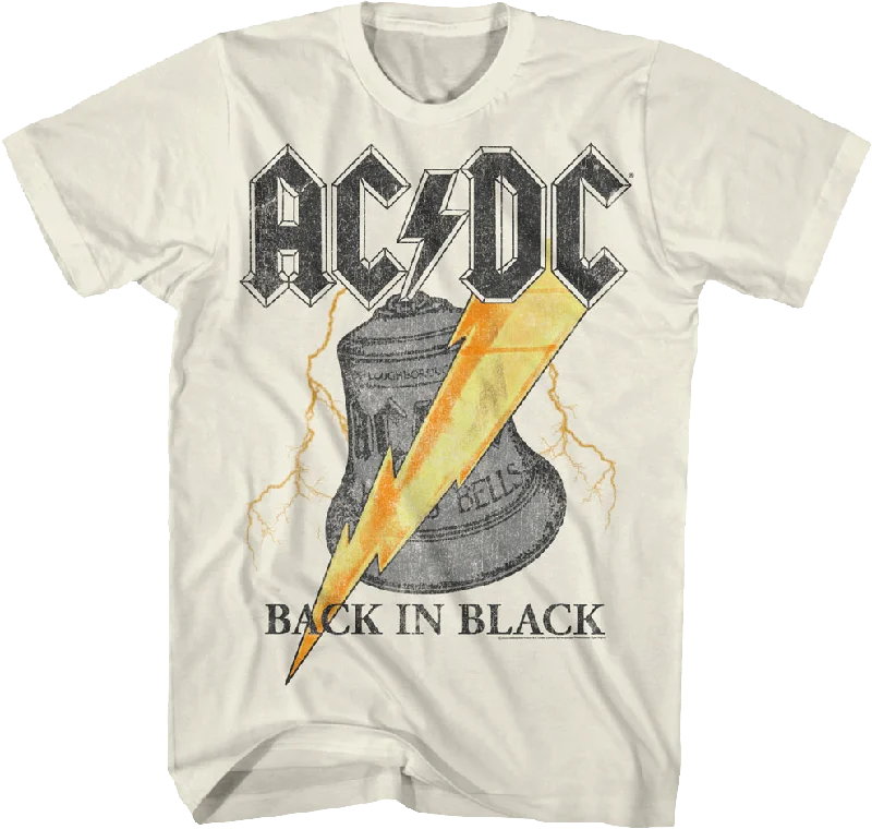 Back In Black Hells Bells Lightning Bolts ACDC Shirt