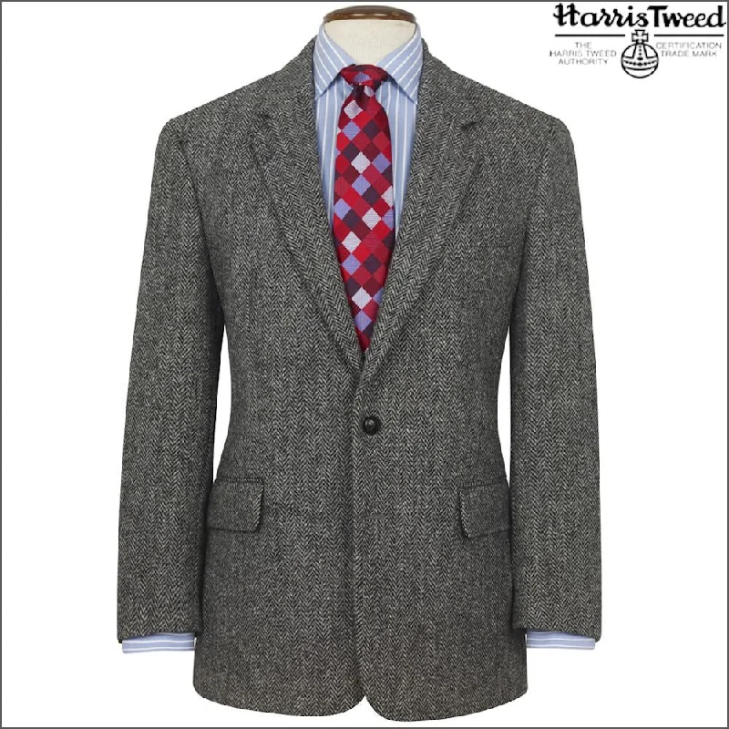 Harris Tweed Grey Herringbone Jacket>>