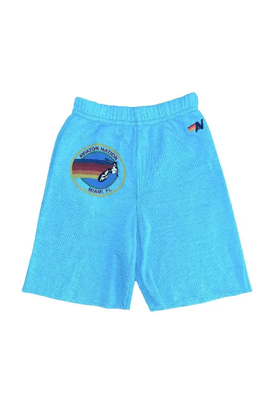 KID'S AVIATOR NATION MIAMI SWEATSHORTS - NEON BLUE