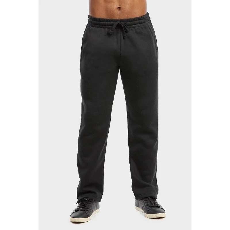 ET TU Men's Lightweight Long Fleece Sweat Pants - Black