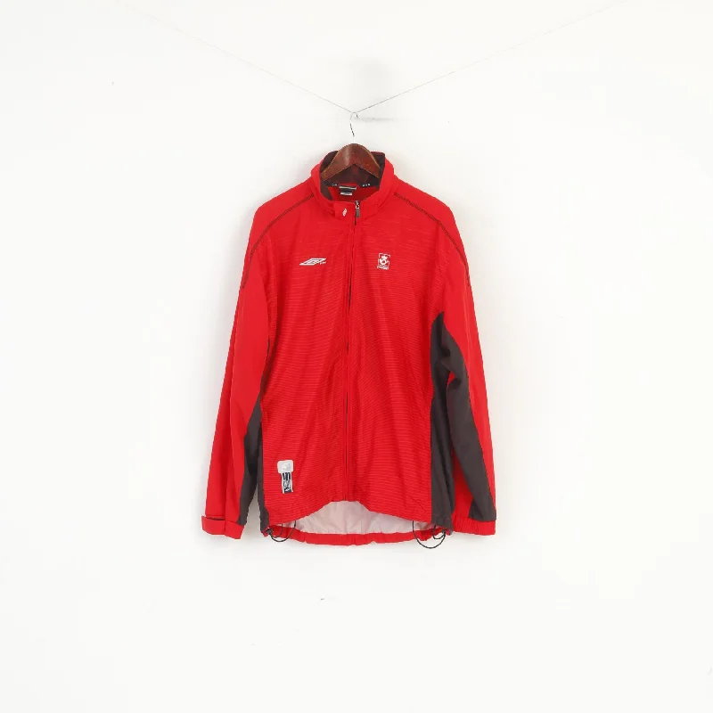 Umbro PPT Men L Jacket Red Official Teamwear Full Zip Sportwear Post Top