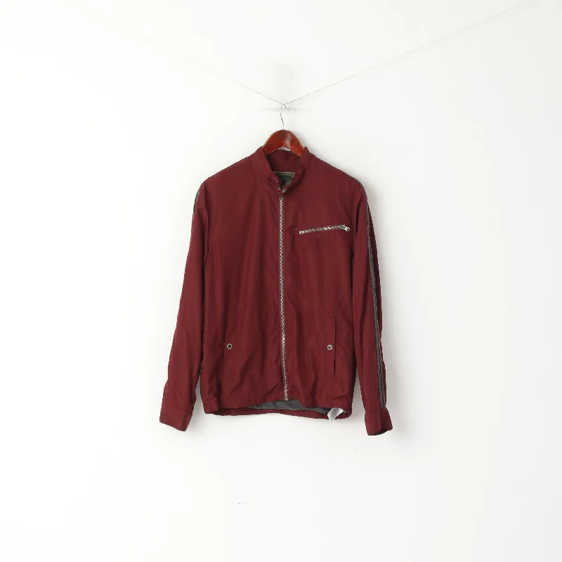 Converse Men S Jacket Burgundy Lightweight Sport Zip Pocket Full Zipper Top