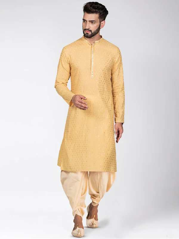 Men's Yellow Kurta Dhoti Pants Set