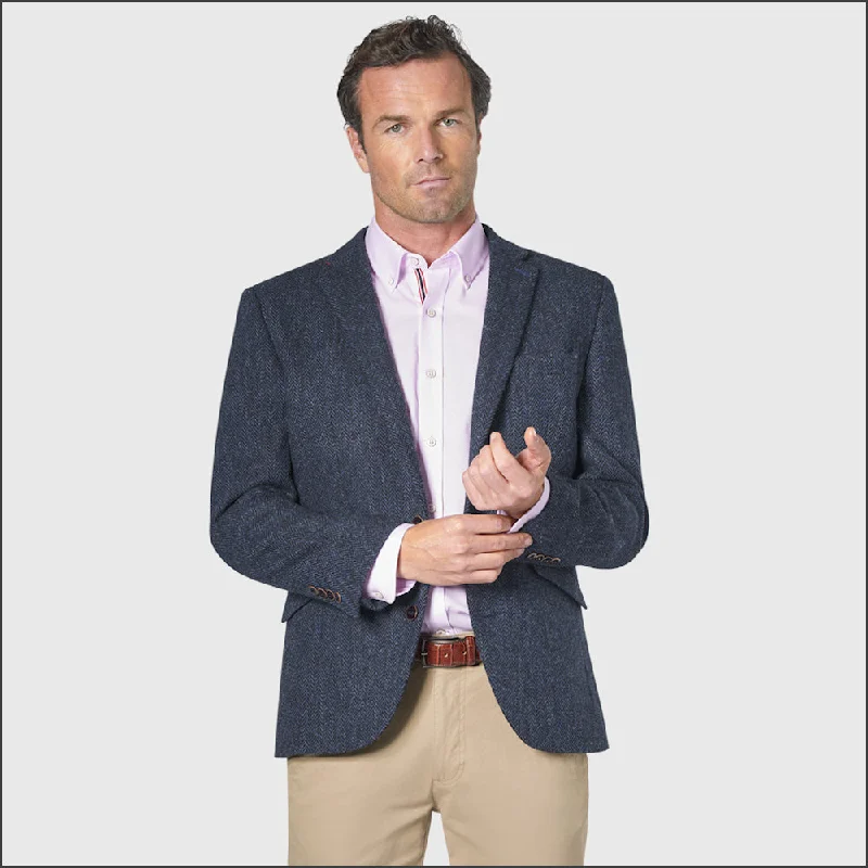 Brook Taverner Stranraer Navy Herringbone Harris Tweed Jacket==