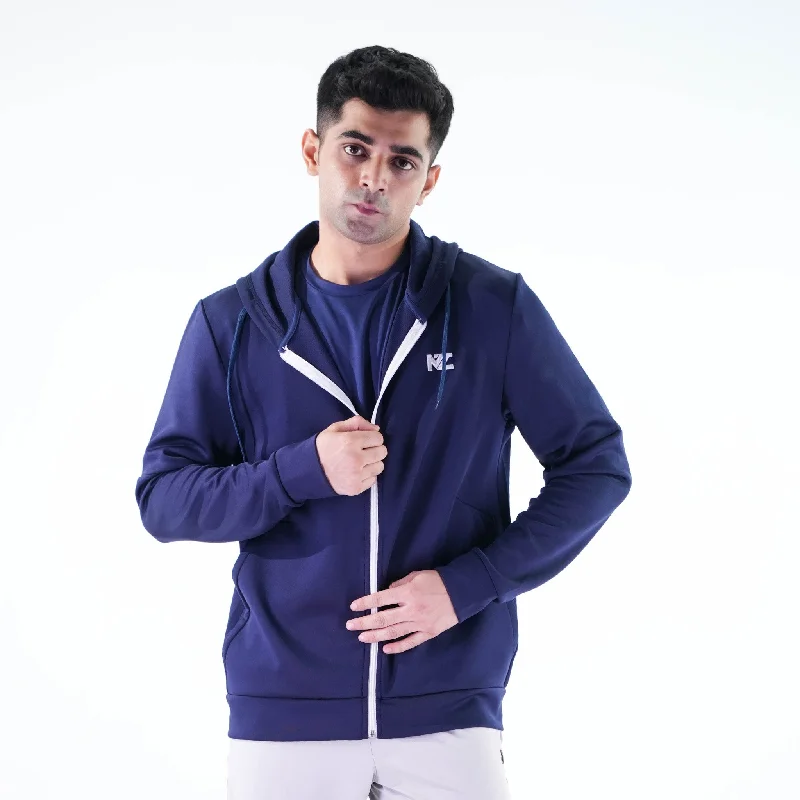 Cottonblend Stitch Zip-Up Hoodie