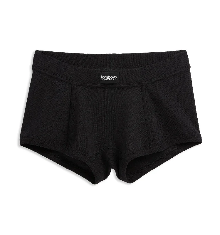 Organic Cotton Rib Boy Shorts - Black