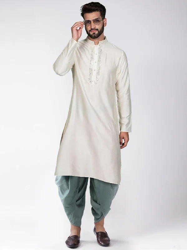 Men's White Kurta Dhoti Pants Set