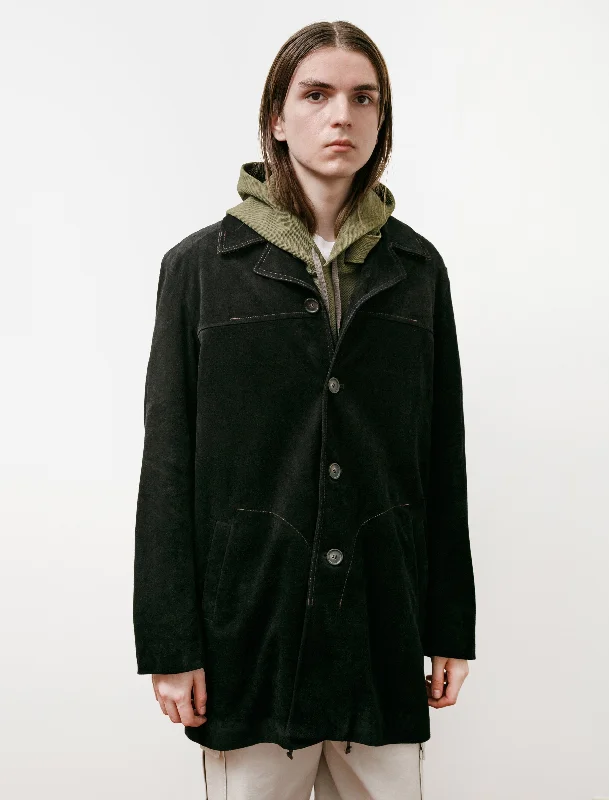 Suede Car Coat Black