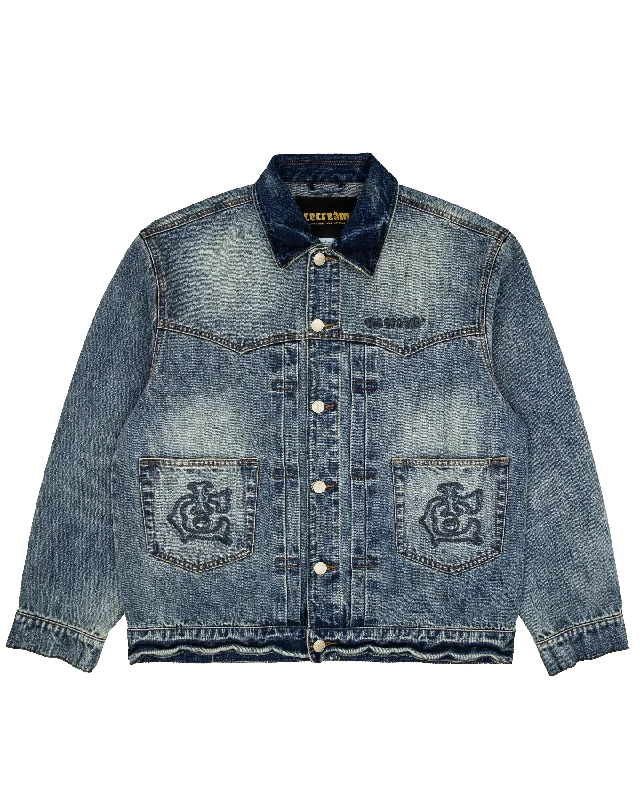 Snake Pattern Running Dog Denim Jacket