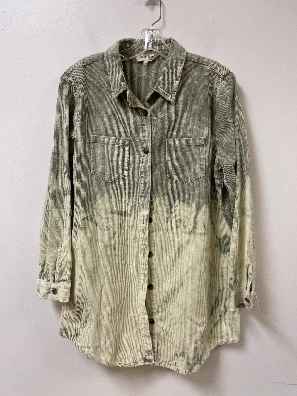 Jacket Shirt By Peach Love Cream California In Green, Size: L