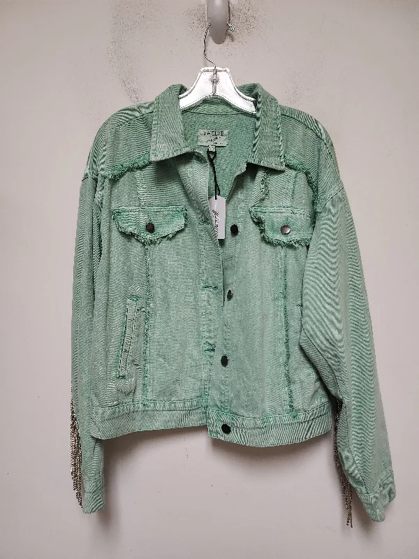 Jacket Denim By Clothes Mentor In Green Denim, Size: M