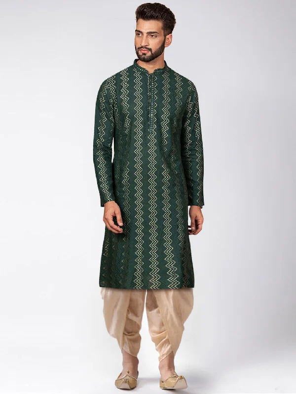 Men's Green Kurta Dhoti Pants Set