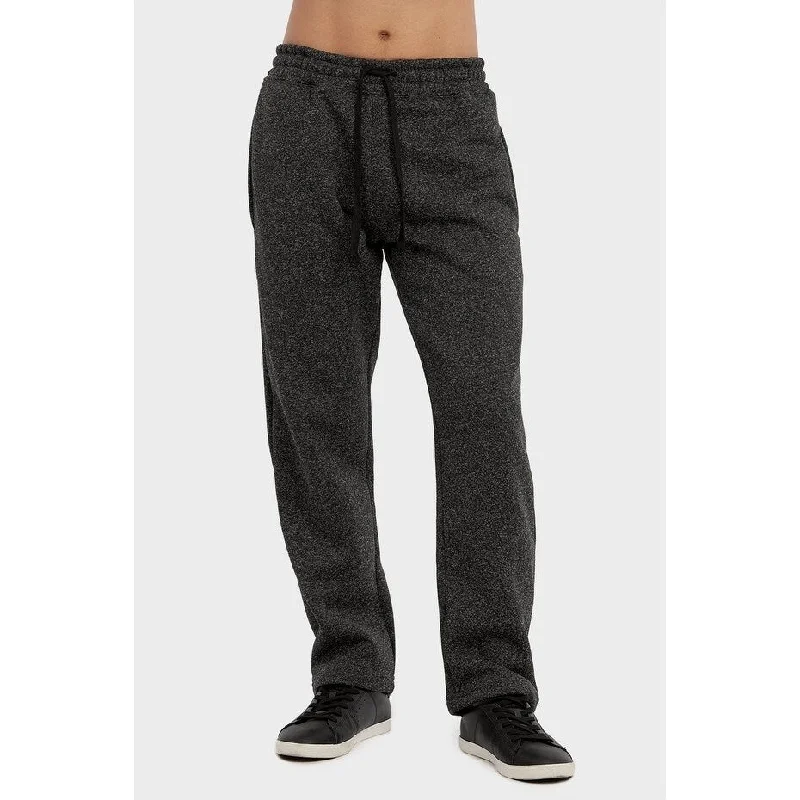 KNOCKER Men's Long Fleece Sweat Pants - Space Dyed Black