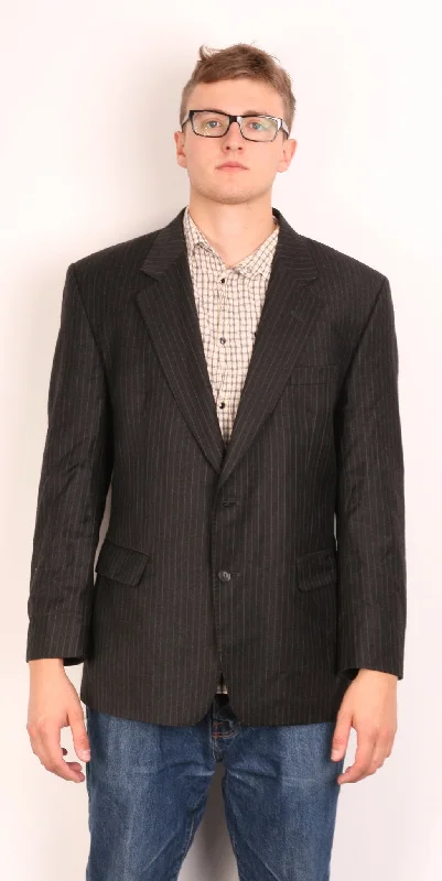 Daks Jermyn Street Mens 42 S Blazer Jacket Wool Striped Black