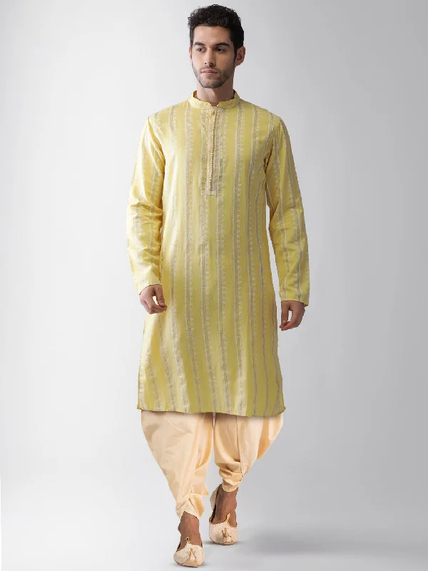 Men's Yellow Kurta Dhoti Pants Set