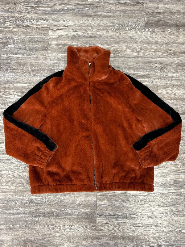 Jacket Faux Fur & Sherpa By Dkny In Orange, Size: L