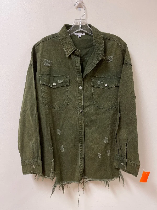 Jacket Shirt By White Birch In Green, Size: M