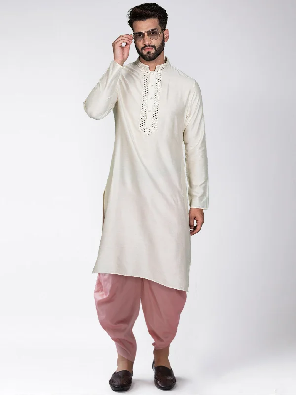 Men's White Kurta Dhoti Pants Set