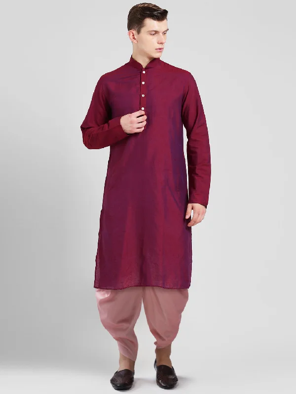 Men's Magenta Kurta Dhoti Pants Set