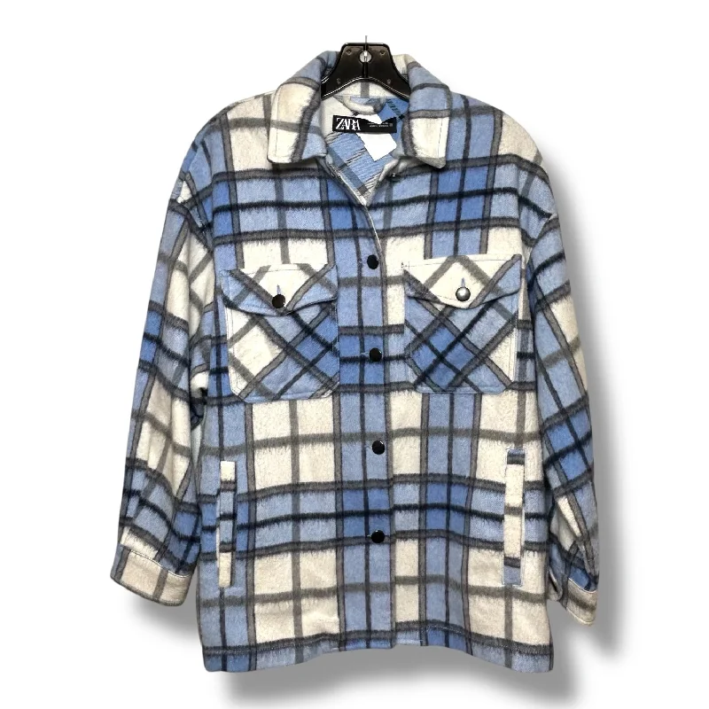 Jacket Shirt By Zara In Plaid Pattern, Size: Xs