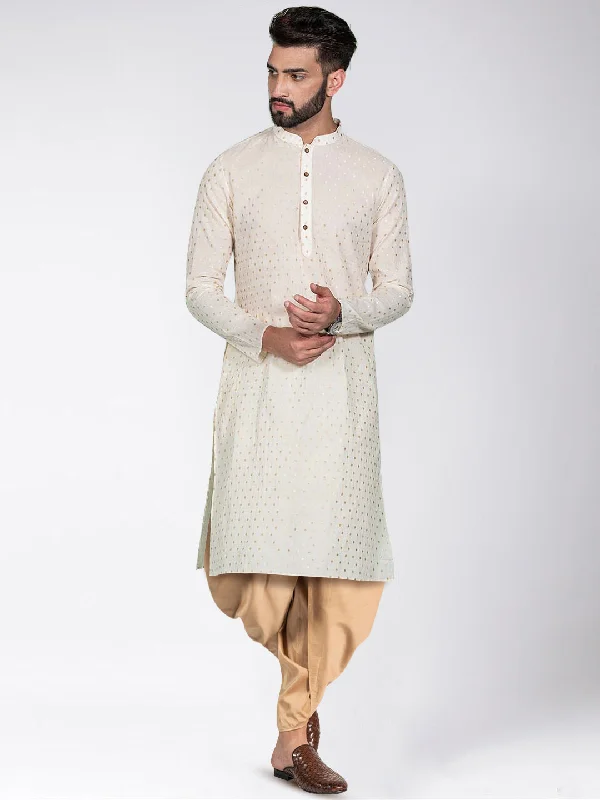 Men's White Kurta Dhoti Pants Set